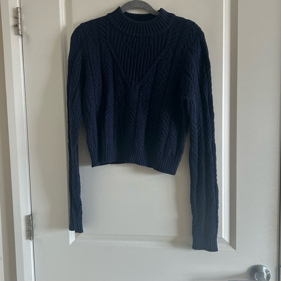 Guess Diane Foil Cable Mock Neck Sweater in Blue XL - Picture 8 of 8